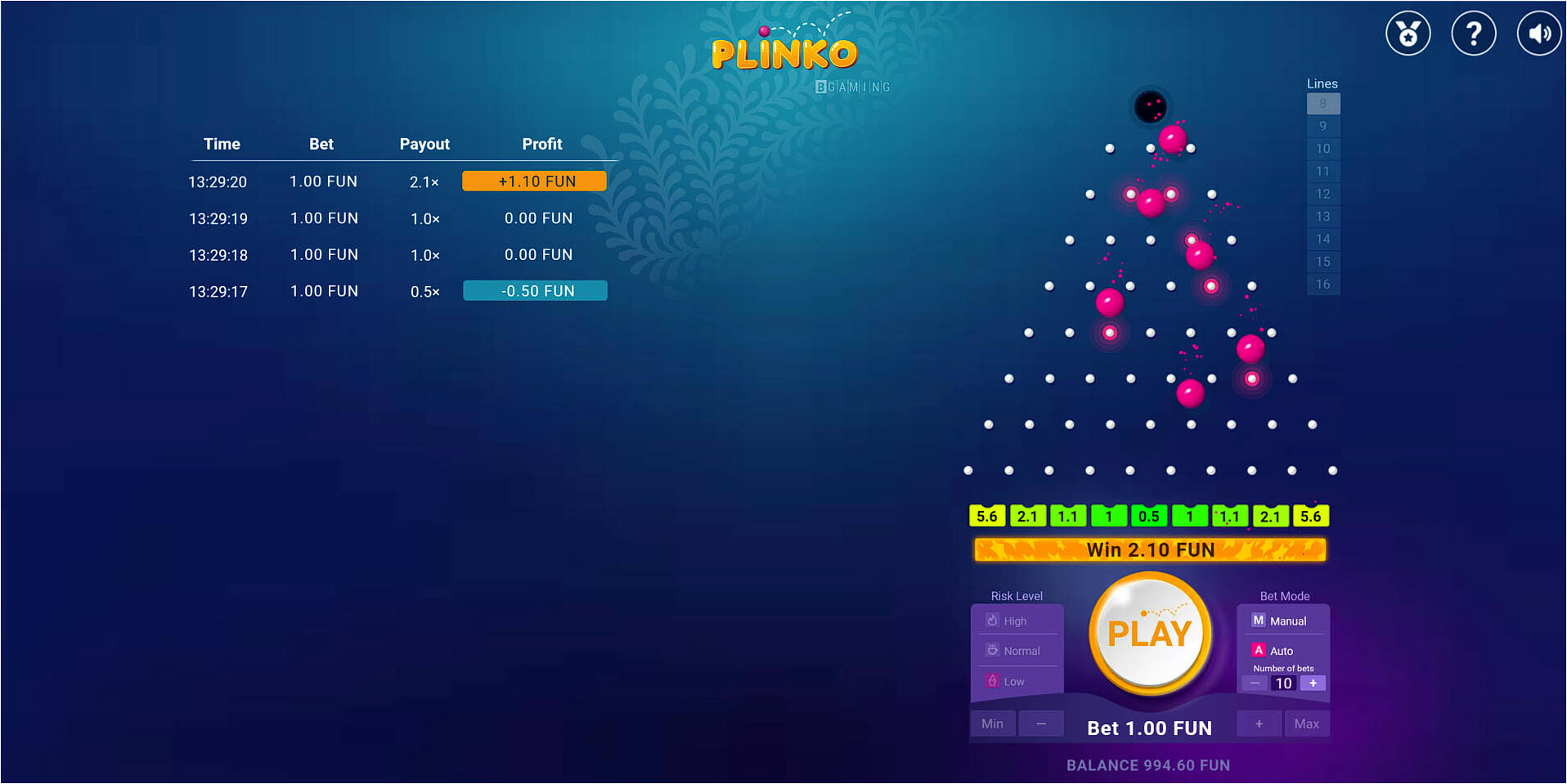 Plinko demo